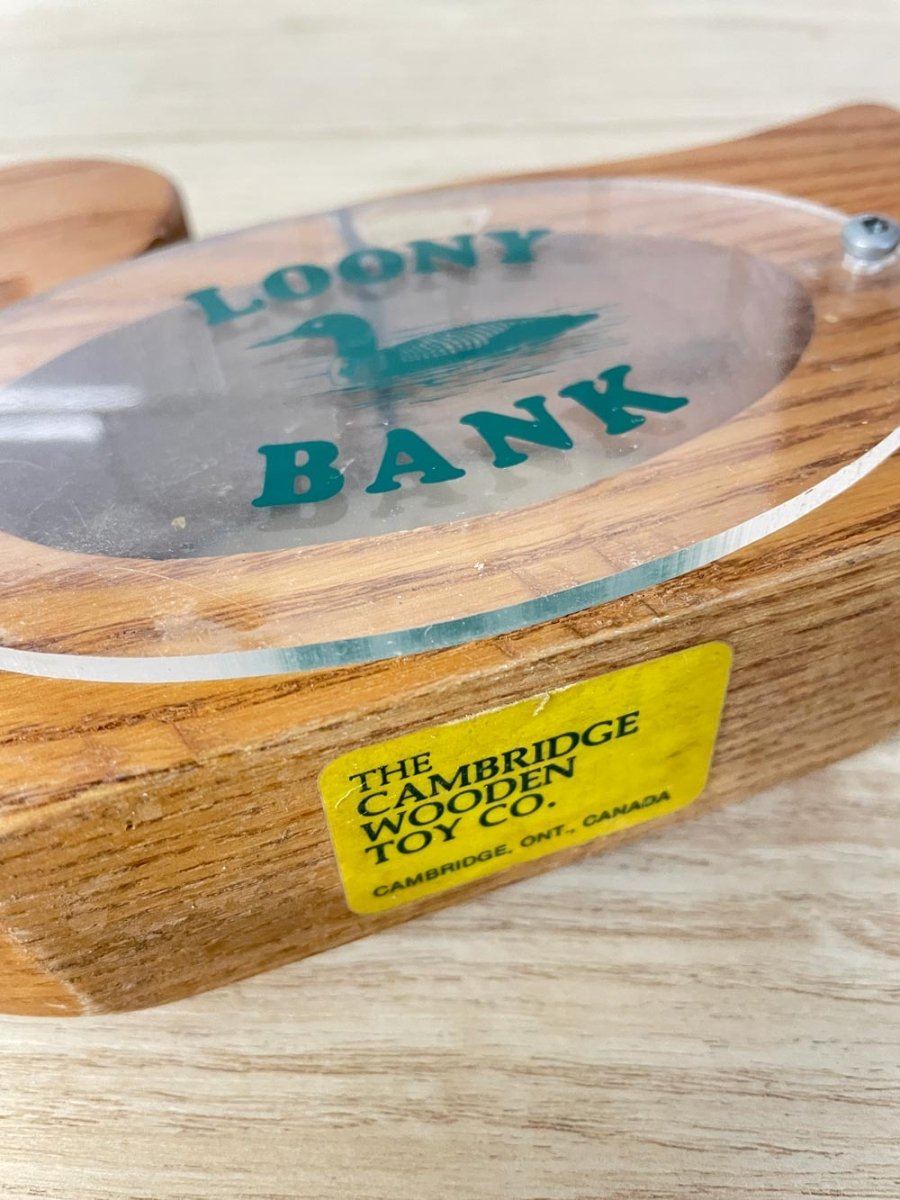 vintage wooden loony bank | cambridge wooden toy co - good market thrift store