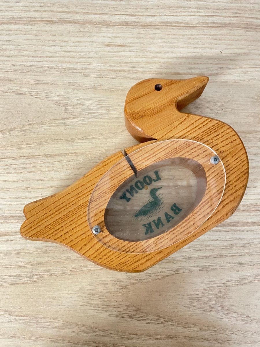 vintage wooden loony bank | cambridge wooden toy co - good market thrift store