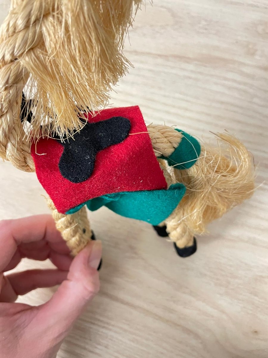 vintage 70s folk art rope horse - good market thrift store