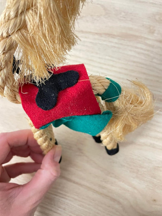 vintage 70s folk art rope horse - good market thrift store