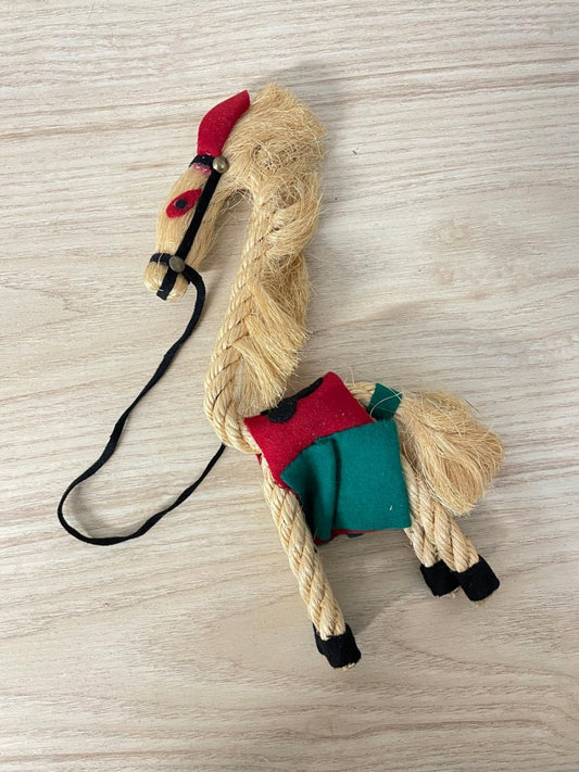 vintage 70s folk art rope horse - good market thrift store