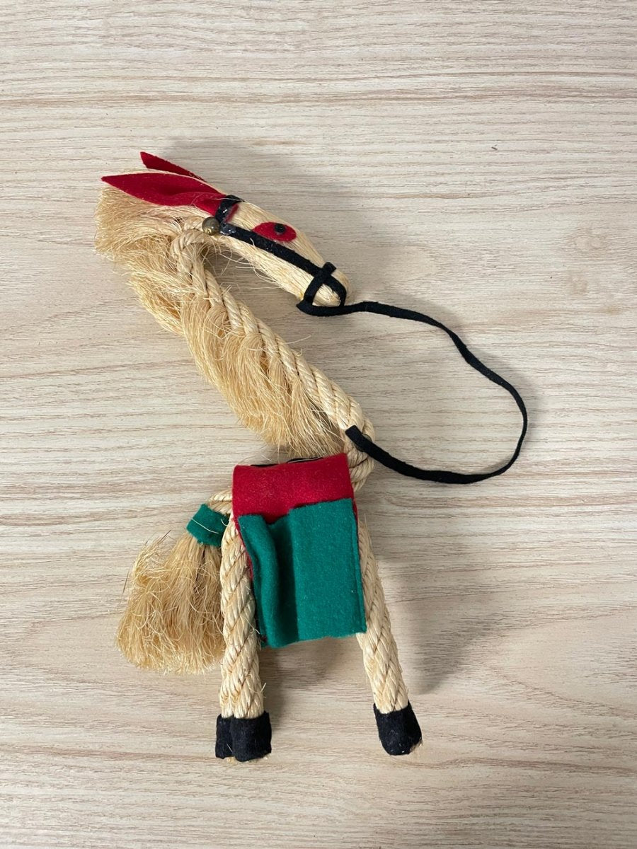 vintage 70s folk art rope horse - good market thrift store
