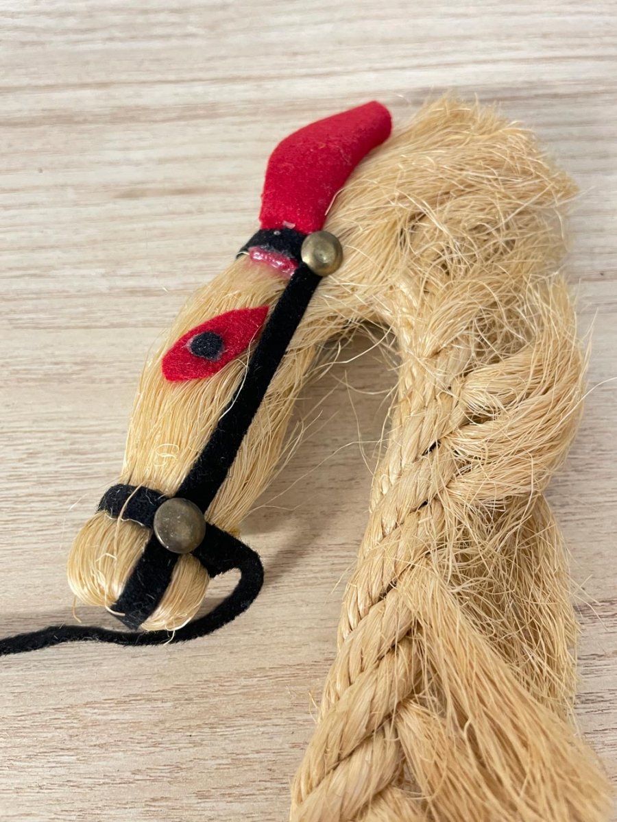 vintage 70s folk art rope horse - good market thrift store