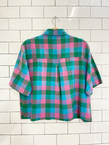 vintage 90s jeanswear argyle check cropped shirt - good market thrift store