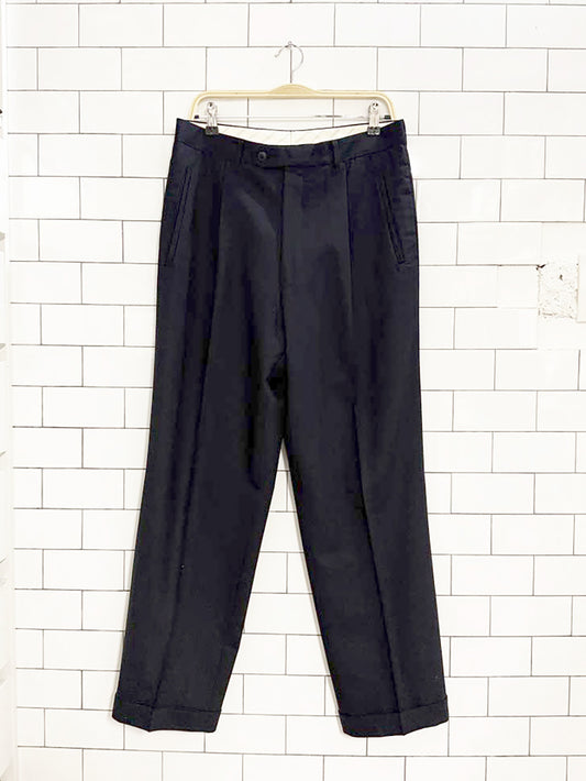 vintage savile row 100% merino wool cuffed trousers | made in Italy