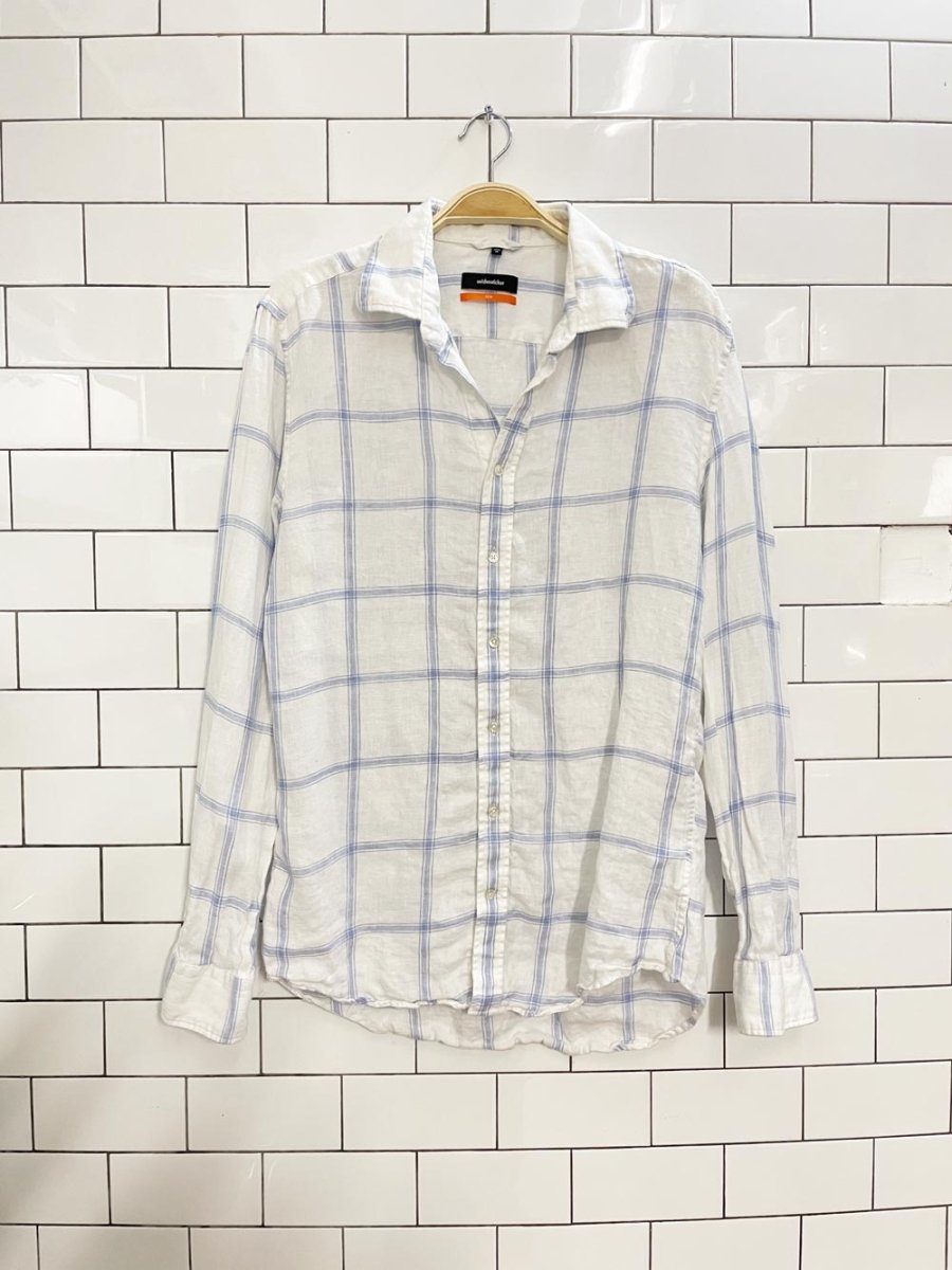 seidensticker windowpane linen shirt - good market thrift store