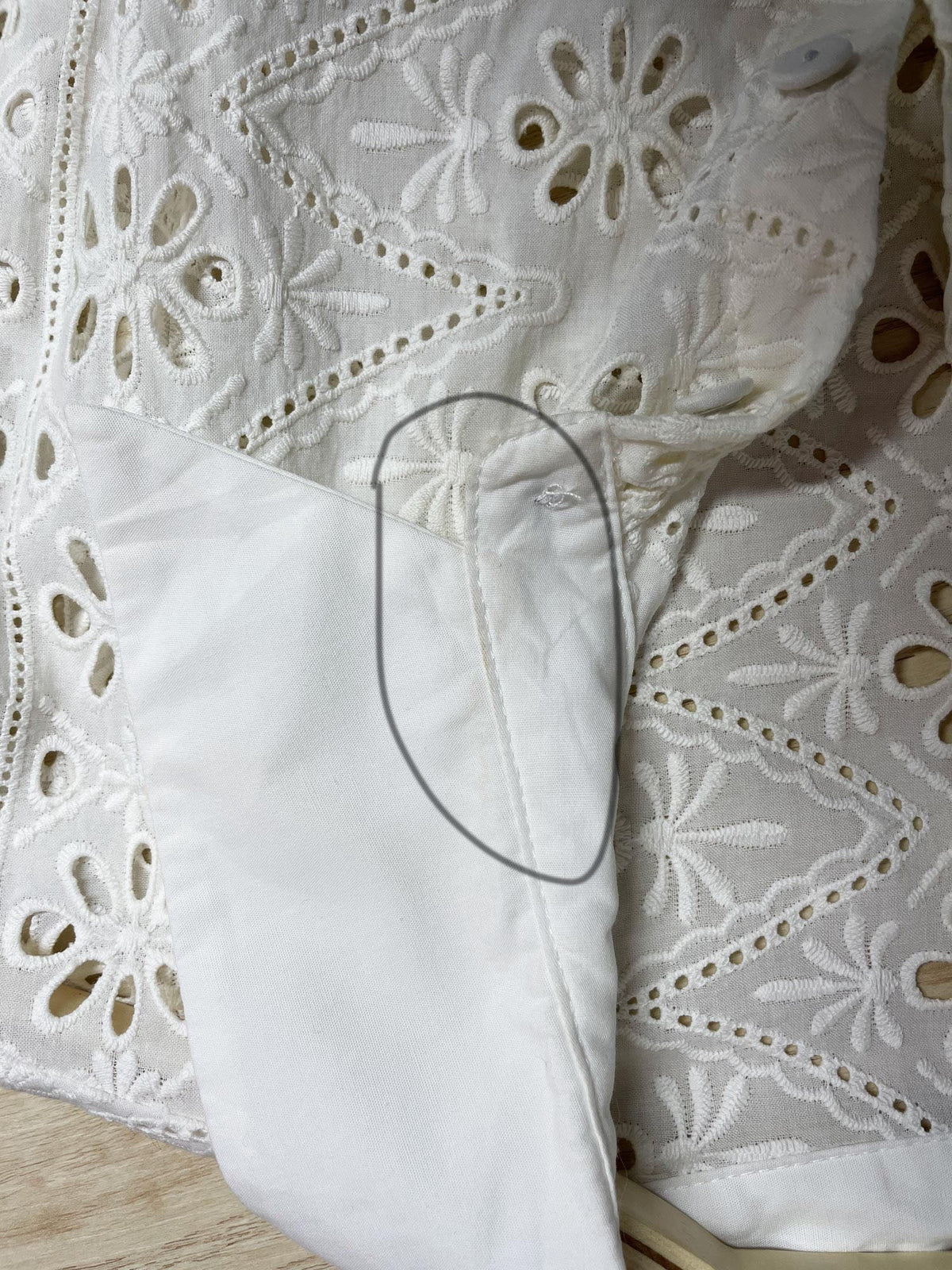 imperial corset waist floral eyelet full button shirt | made in Italy