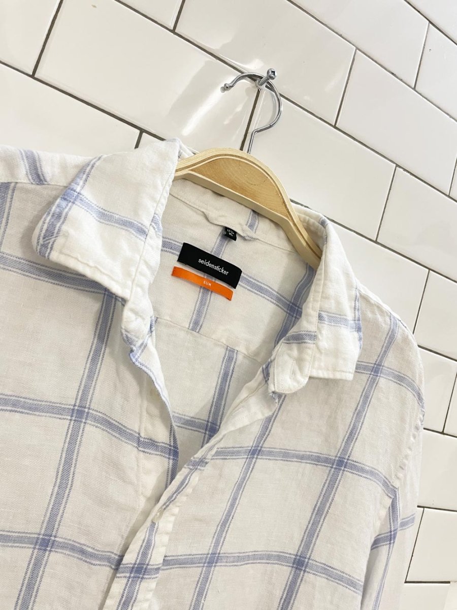 seidensticker windowpane linen shirt - good market thrift store