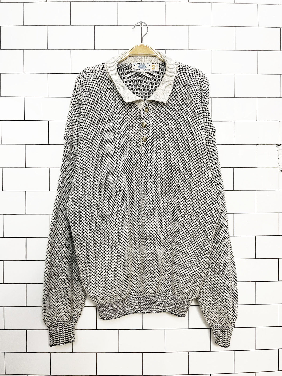 vintage hampton bay slouchy knit collared sweater | made in USA