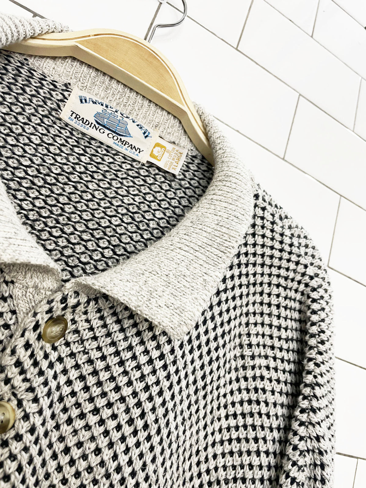 vintage hampton bay slouchy knit collared sweater | made in USA