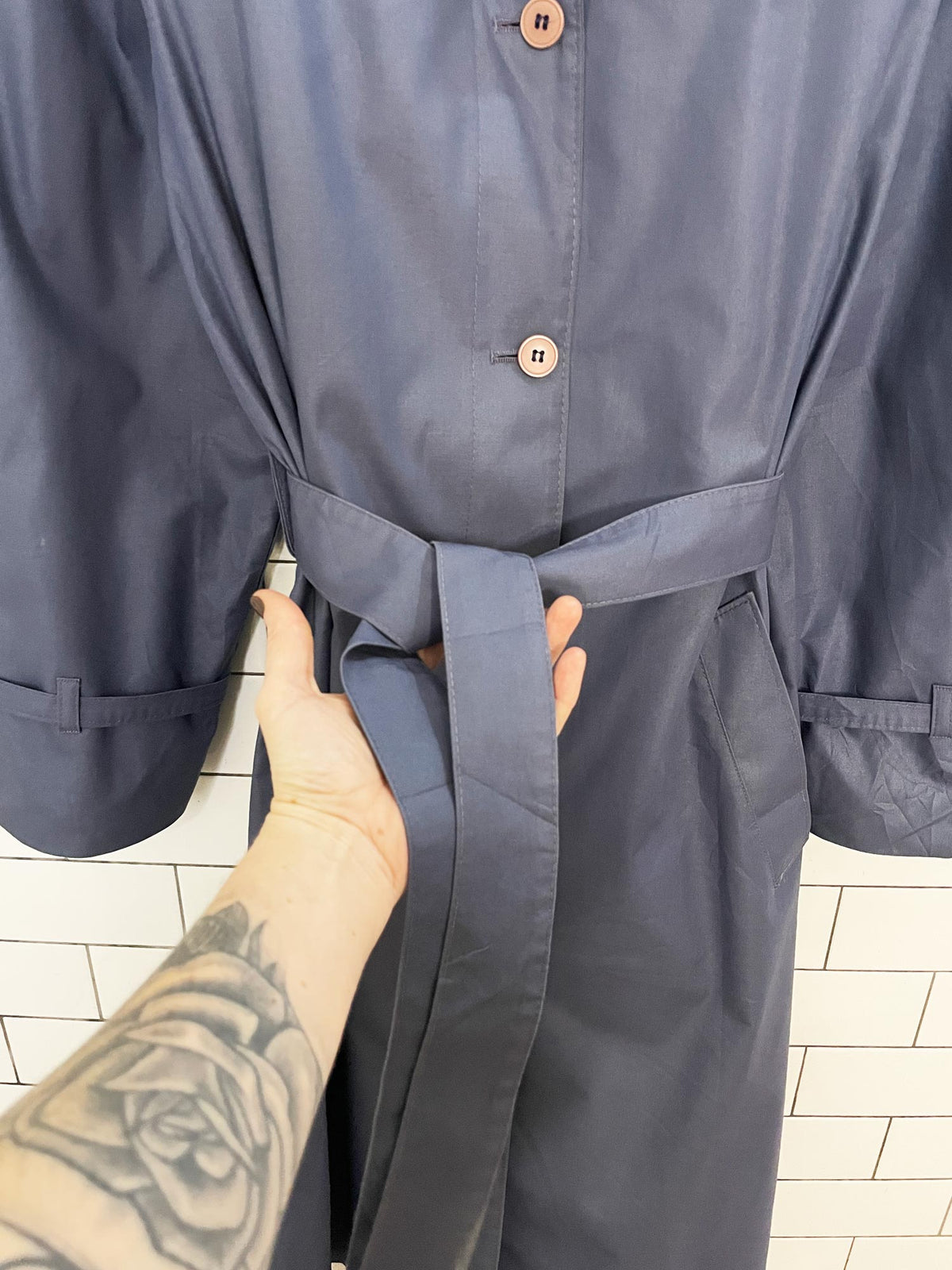 vintage 80s london fog pleated shoulder belted trench coat
