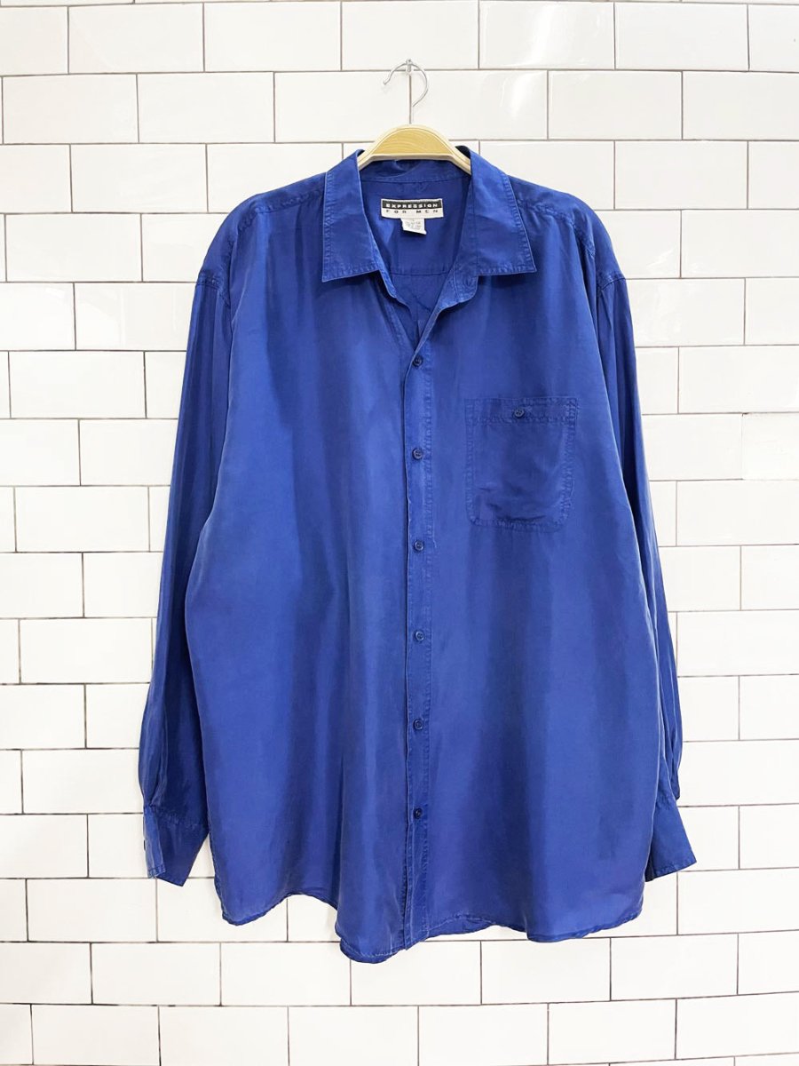 vintage 90s expression 100% silk oversized shirt - good market thrift store