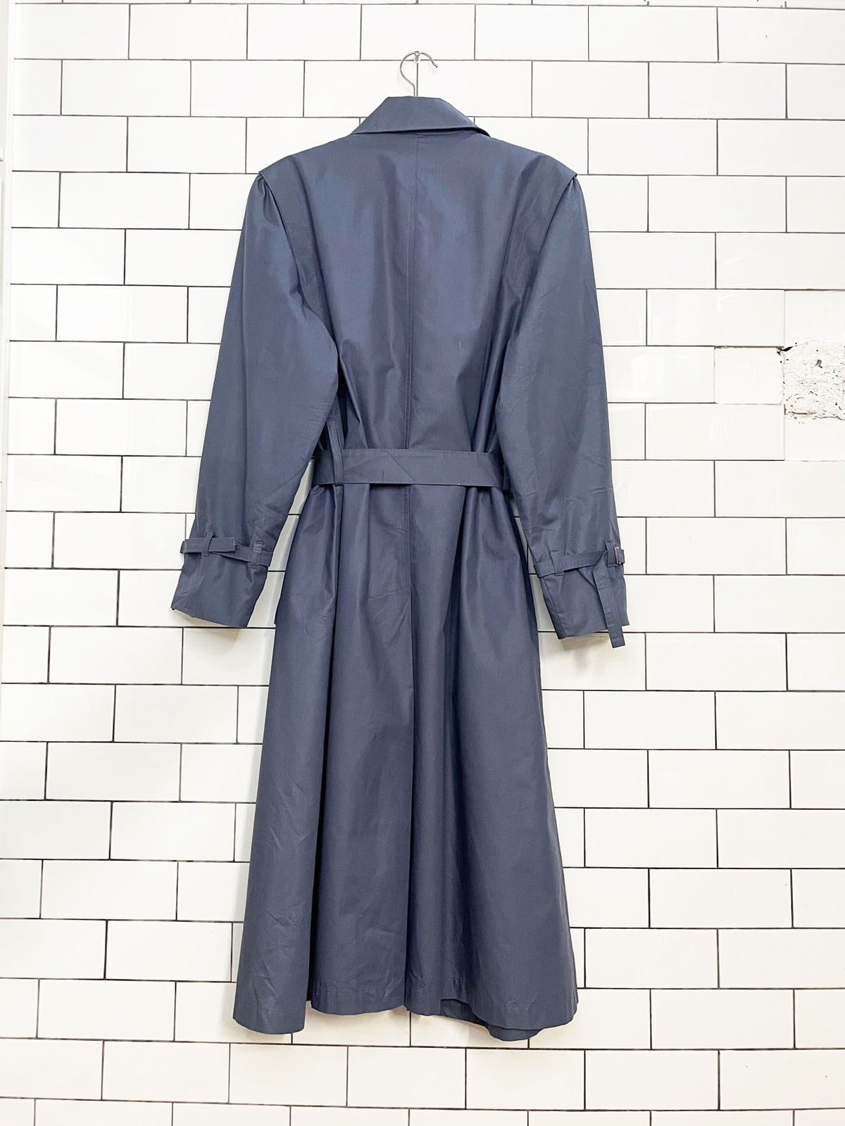 vintage 80s london fog pleated shoulder belted trench coat