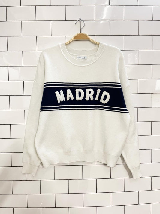 primark madrid terry letter knit sweater - good market thrift store