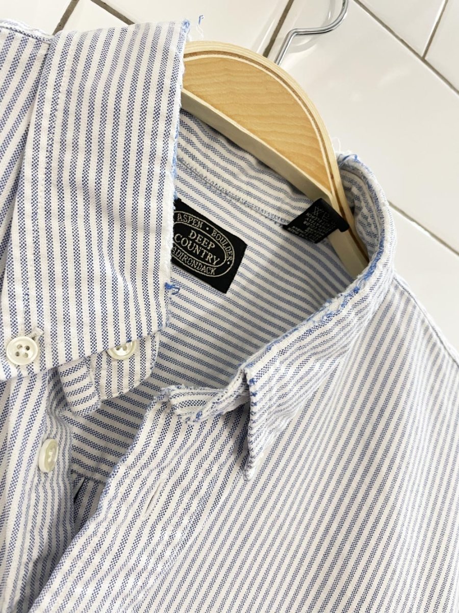 vintage deep country blue stripe shirt - good market thrift store