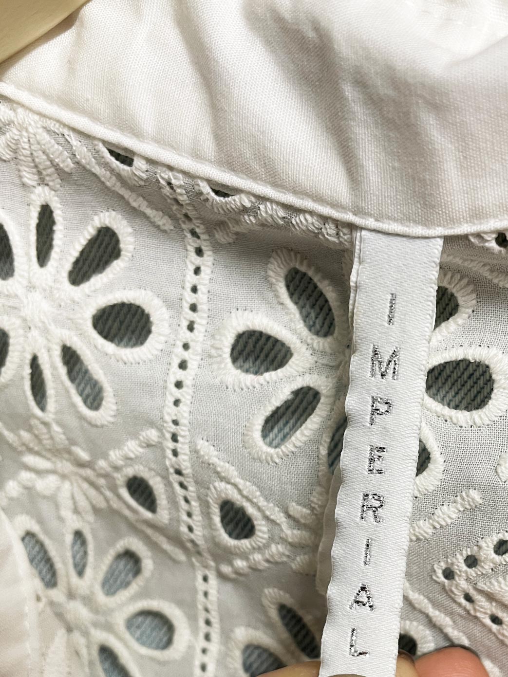 imperial corset waist floral eyelet full button shirt | made in Italy
