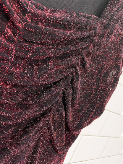 y2k jessica floral sparkly ruched curly hem top - good market thrift store