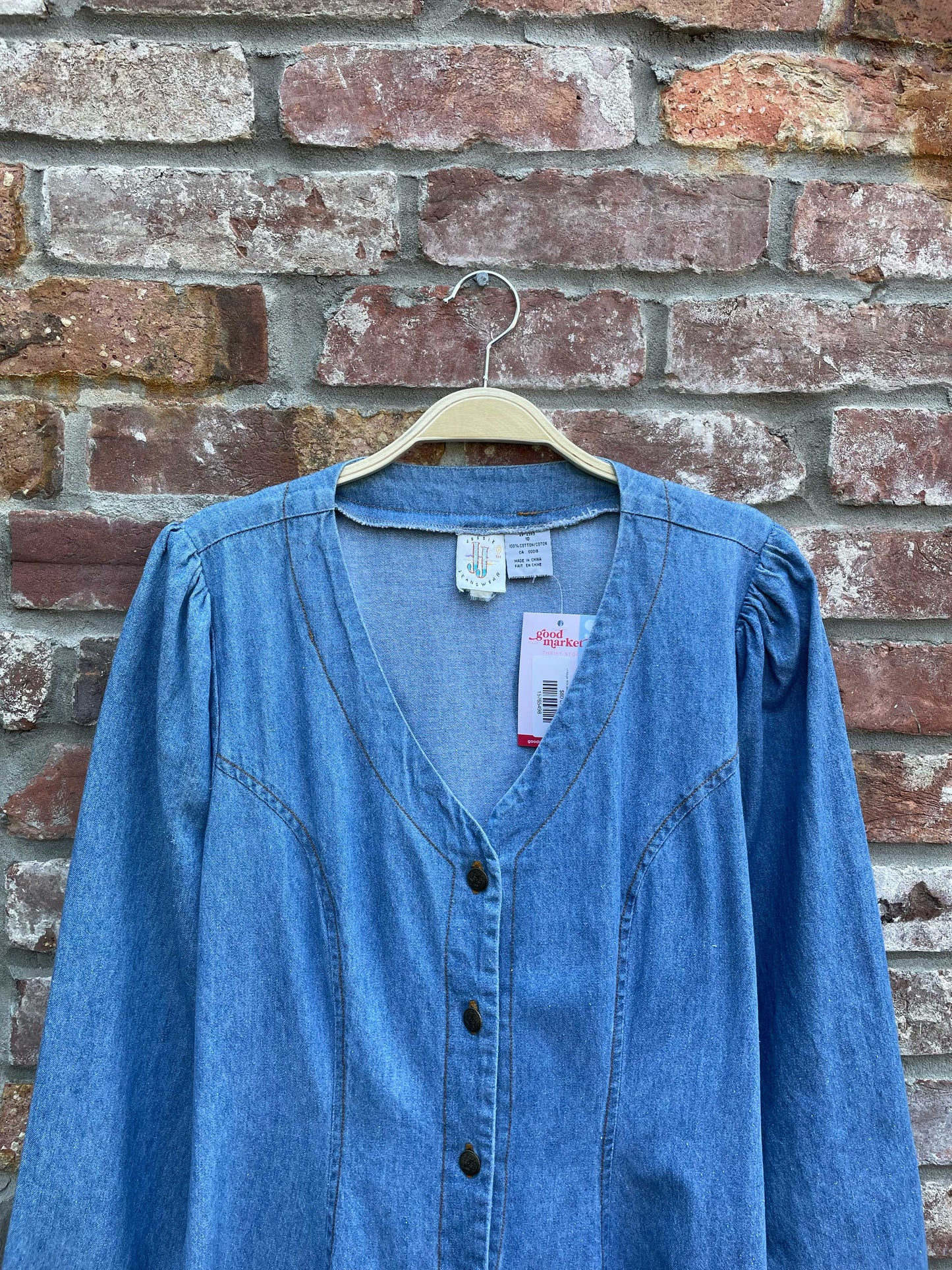 vintage 90s jessie j long sleeve denim midi dress