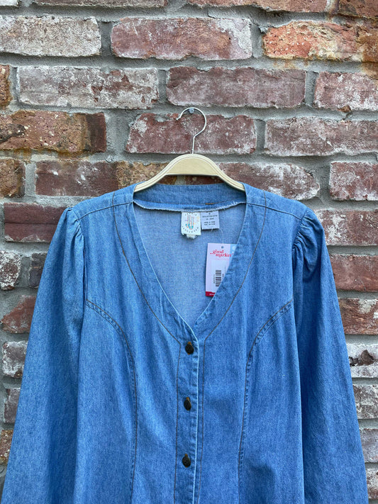 vintage 90s jessie j long sleeve denim midi dress