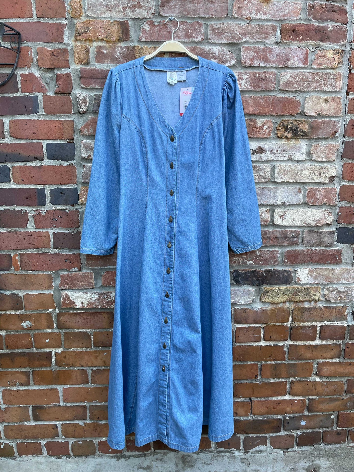 vintage 90s jessie j long sleeve denim midi dress