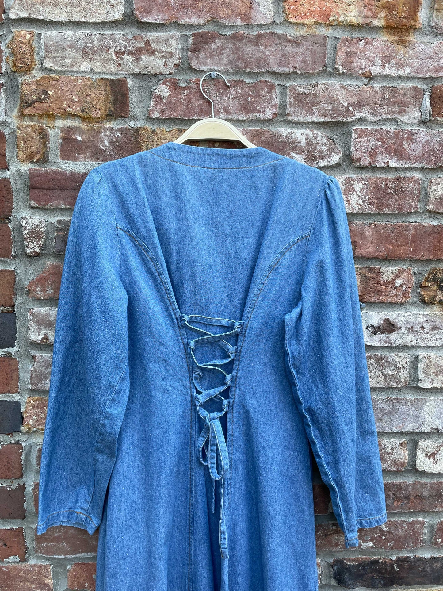 vintage 90s jessie j long sleeve denim midi dress