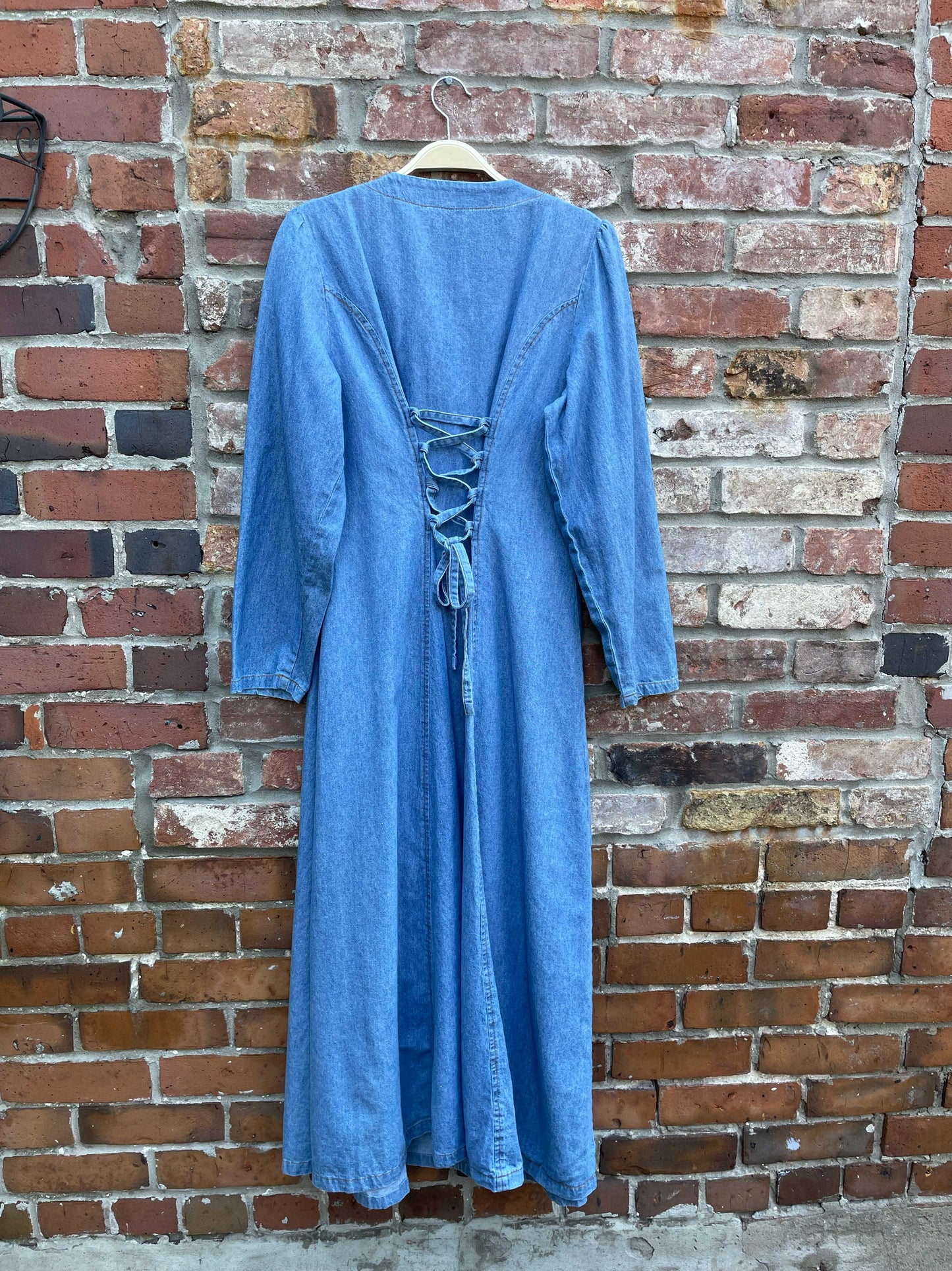 vintage 90s jessie j long sleeve denim midi dress