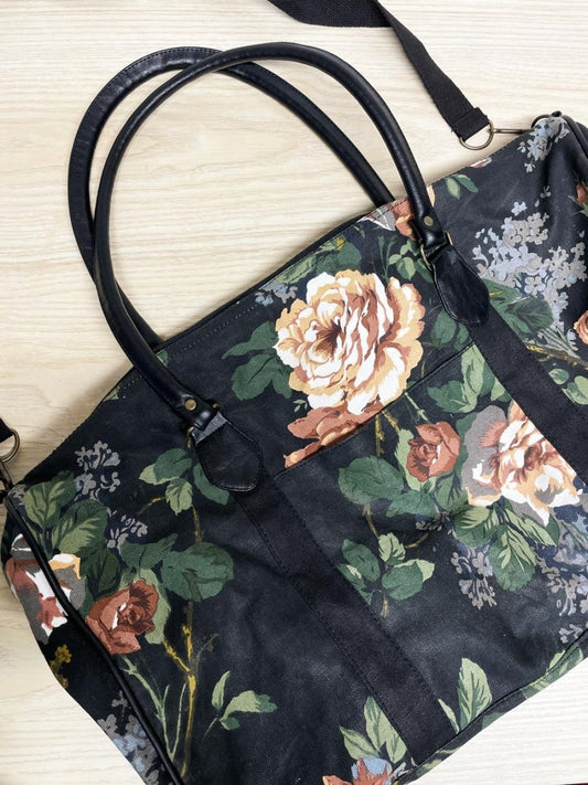 vintage 90s floral canvas travel bag - good market thrift store
