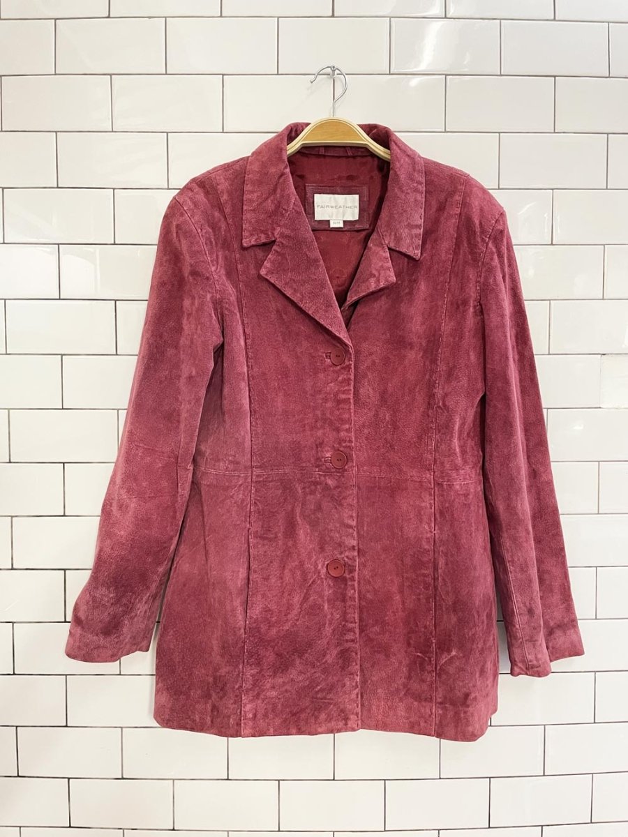 y2k fairweather stitch seam pink suede jacket - good market thrift store