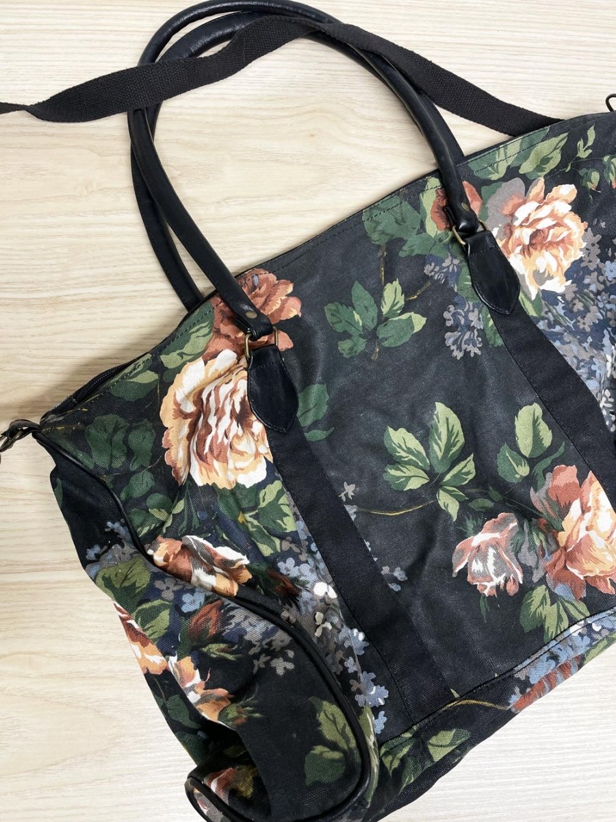 vintage 90s floral canvas travel bag - good market thrift store