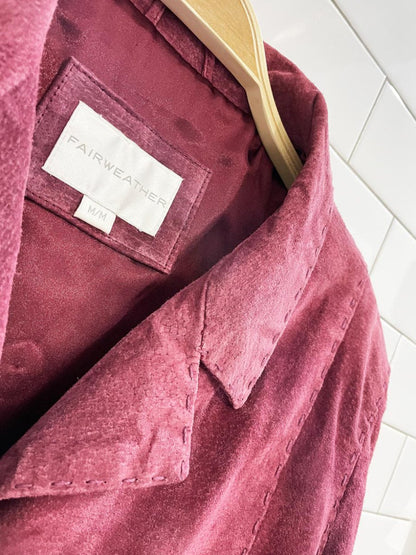 y2k fairweather stitch seam pink suede jacket - good market thrift store