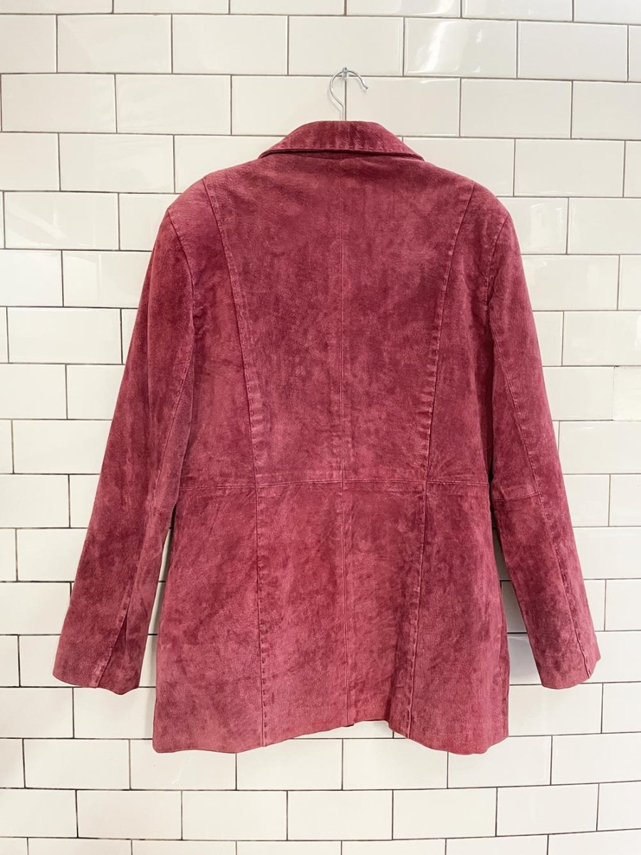 y2k fairweather stitch seam pink suede jacket - good market thrift store