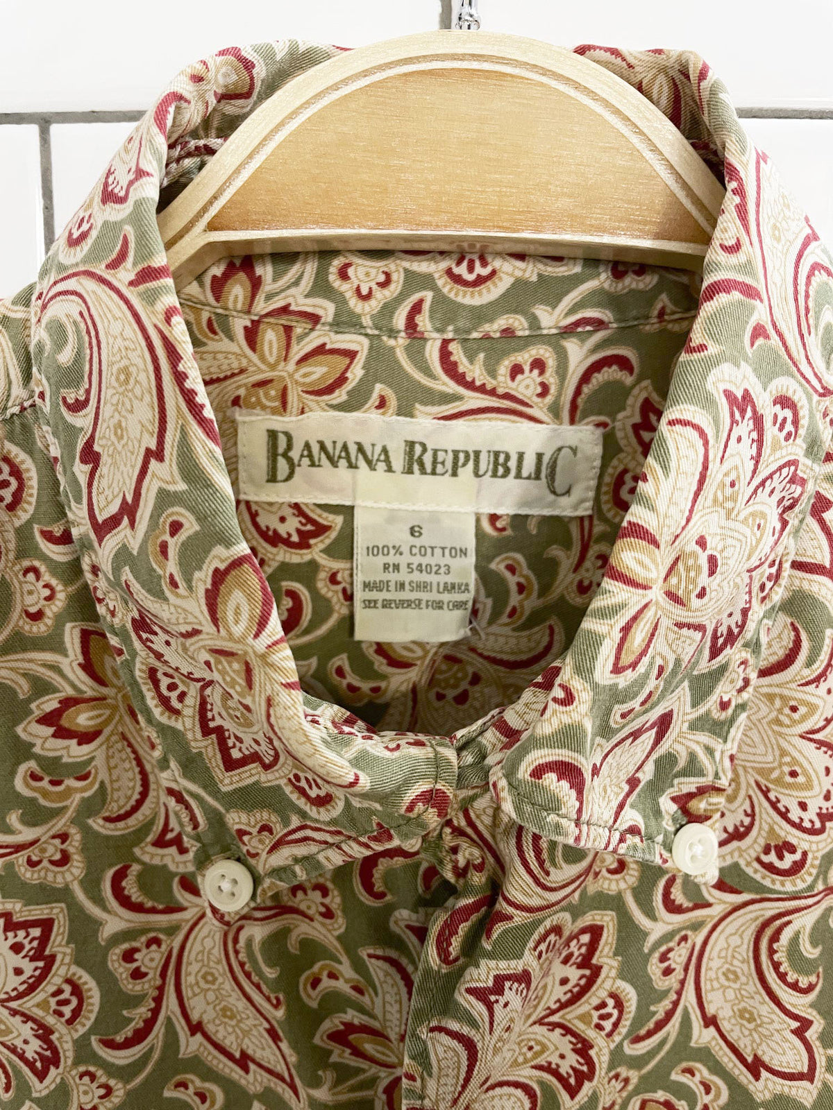 vintage 80s banana republic paisley full button shirt