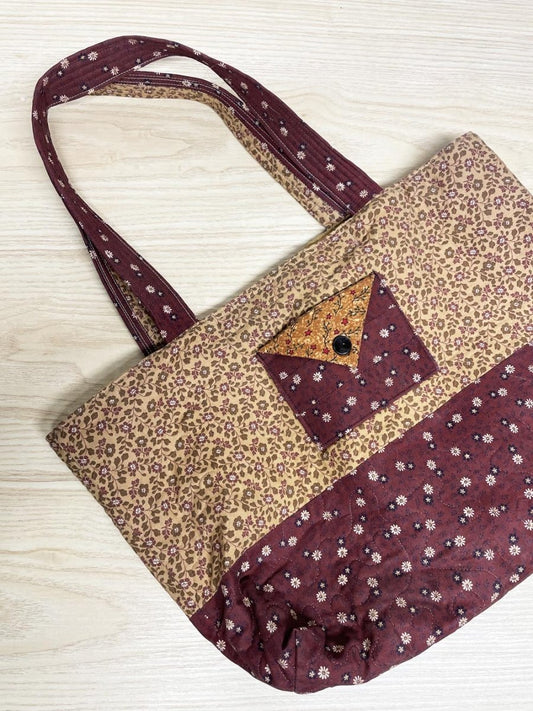 vintage handmade quilted tote bag - good market thrift store