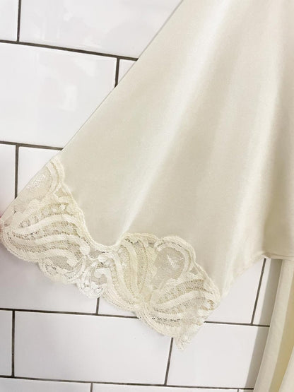 vintage 80s eaton french maid lace trim sateen robe - good market thrift store