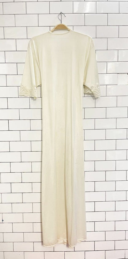 vintage 80s eaton french maid lace trim sateen robe - good market thrift store