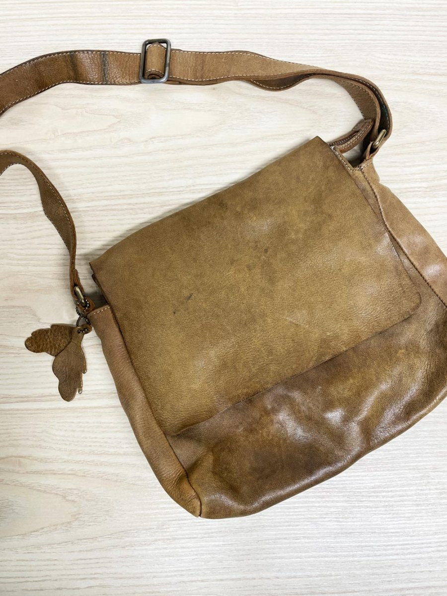 vintage roots tribe raiders leather messenger bag - good market thrift store