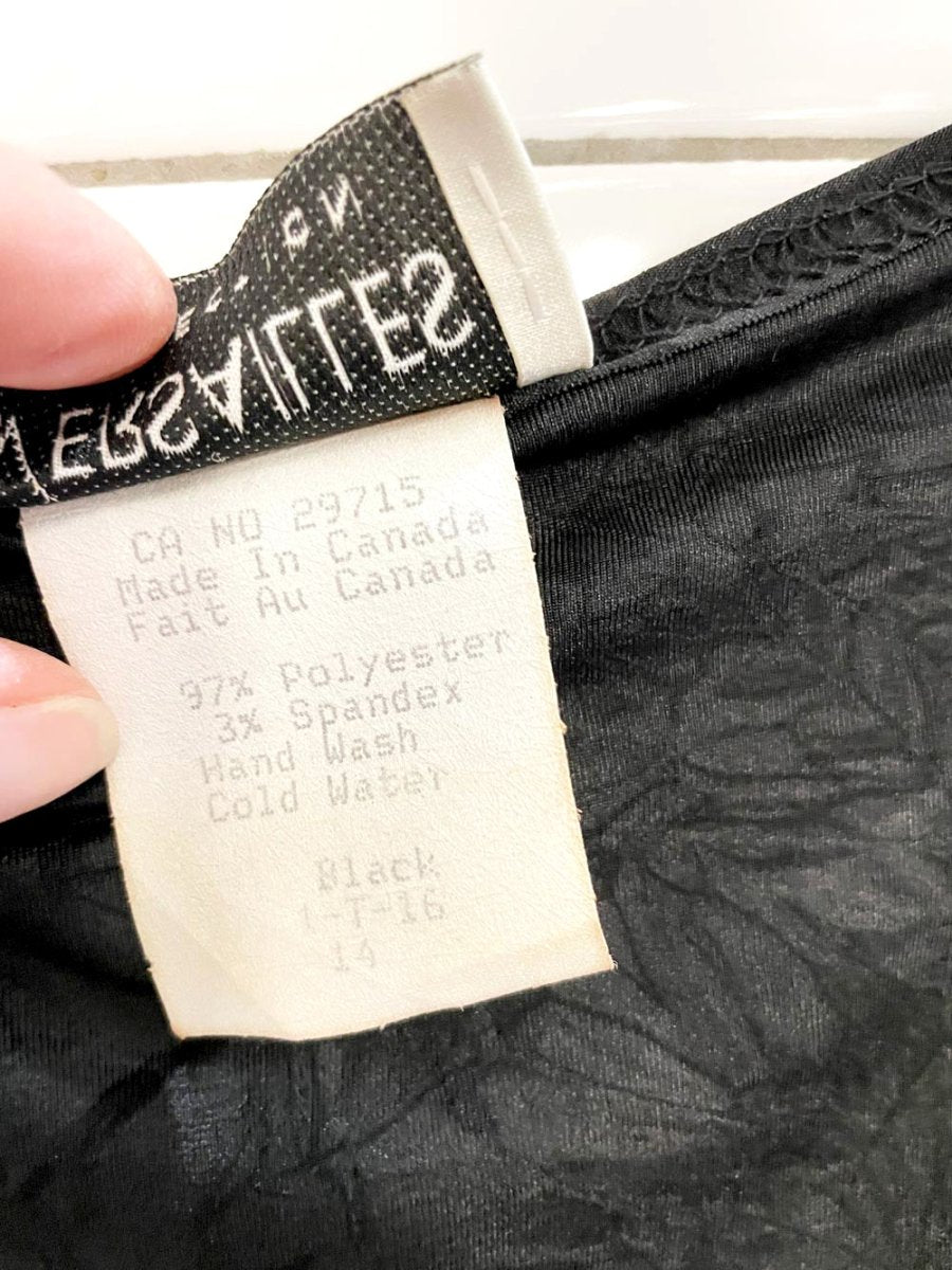 y2k versailles cowl neck curly hem vamp top - good market thrift store