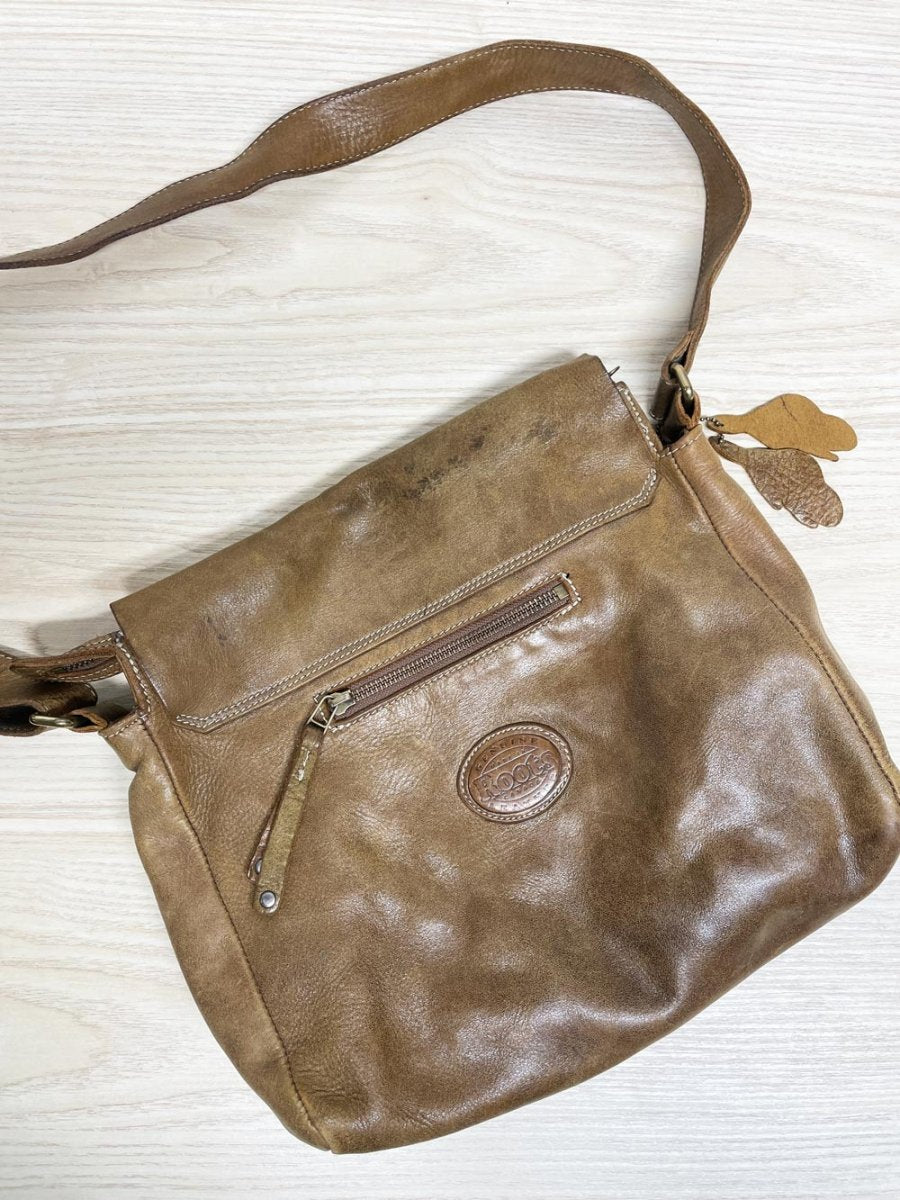 vintage roots tribe raiders leather messenger bag - good market thrift store