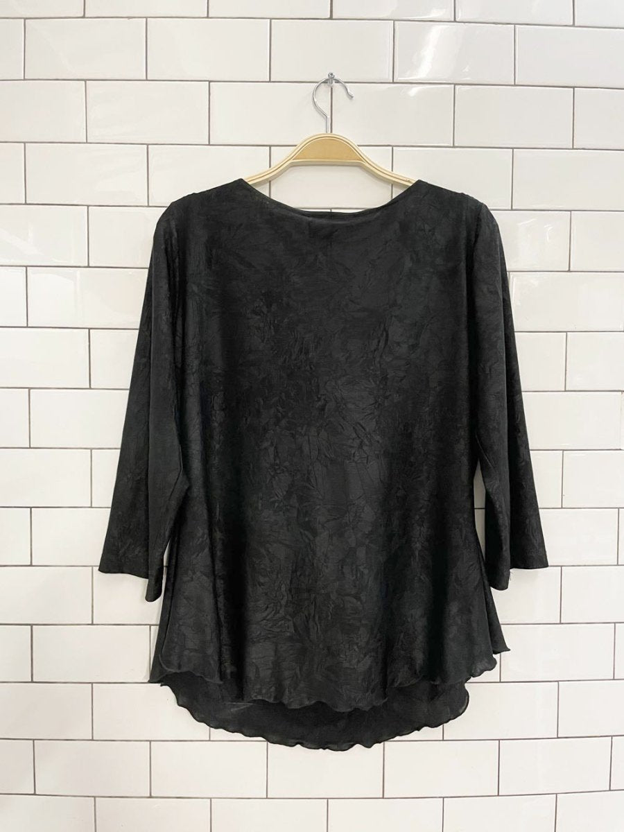 y2k versailles cowl neck curly hem vamp top - good market thrift store