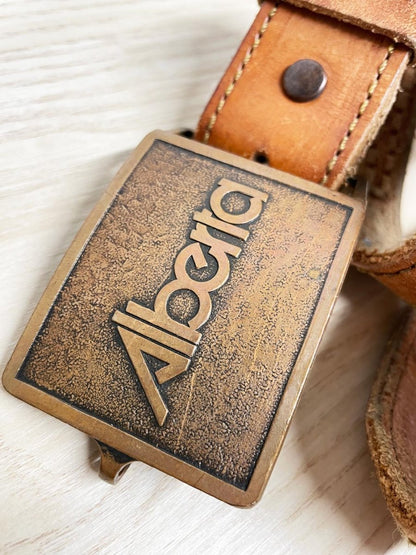 vintage alberta buckle braided leather concho western belt - good market thrift store