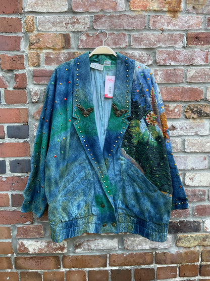 vintage 80s stopover embellished eagle denim jacket