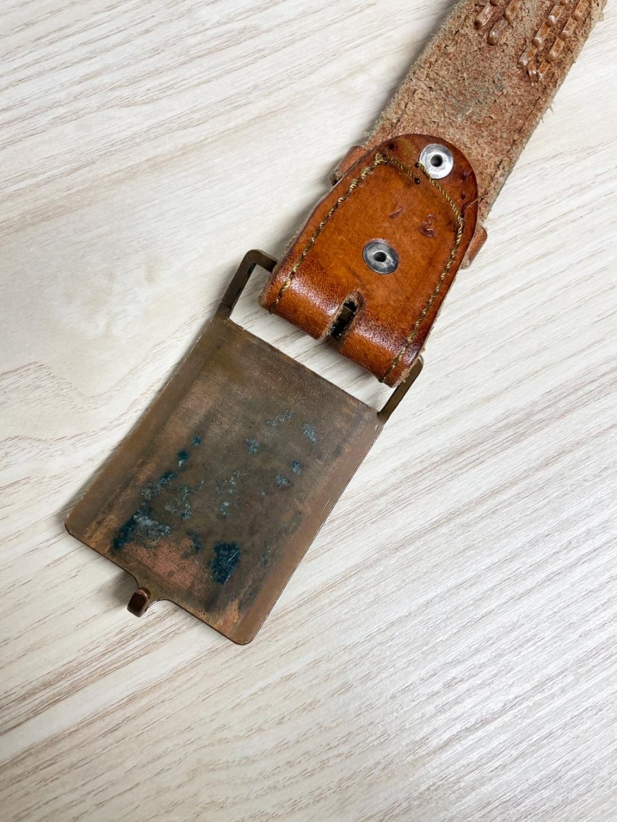 vintage alberta buckle braided leather concho western belt - good market thrift store