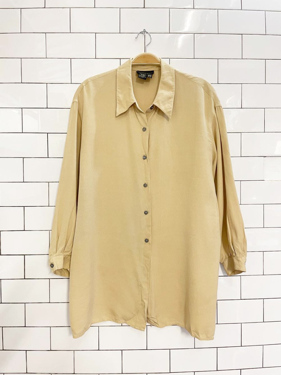vintage 00s episode 100% silk minimal balloon sleeve shirt - good market thrift store