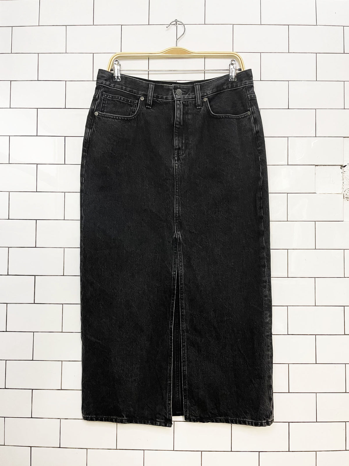 madewell denim mid-rise maxi skirt