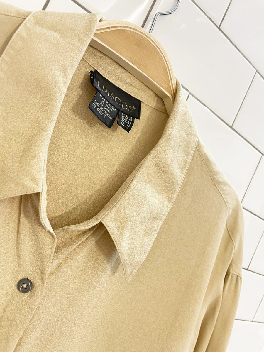 vintage 00s episode 100% silk minimal balloon sleeve shirt - good market thrift store