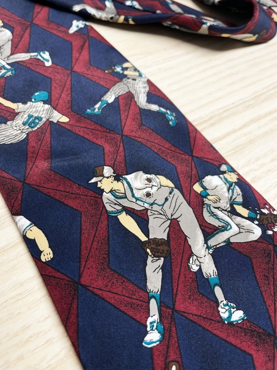 vintage 90s baseball print tie - good market thrift store