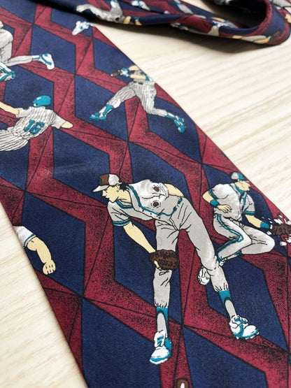 vintage 90s baseball print tie - good market thrift store