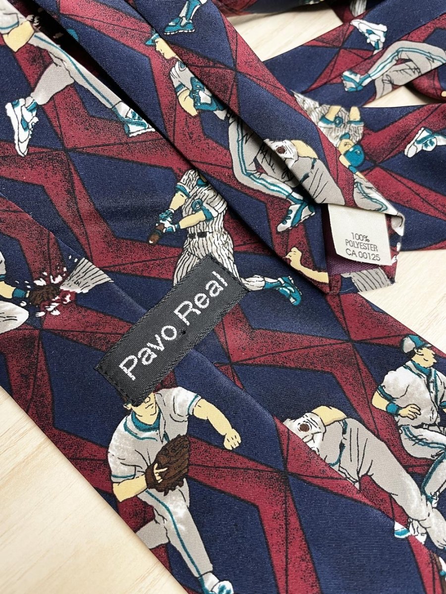vintage 90s baseball print tie - good market thrift store