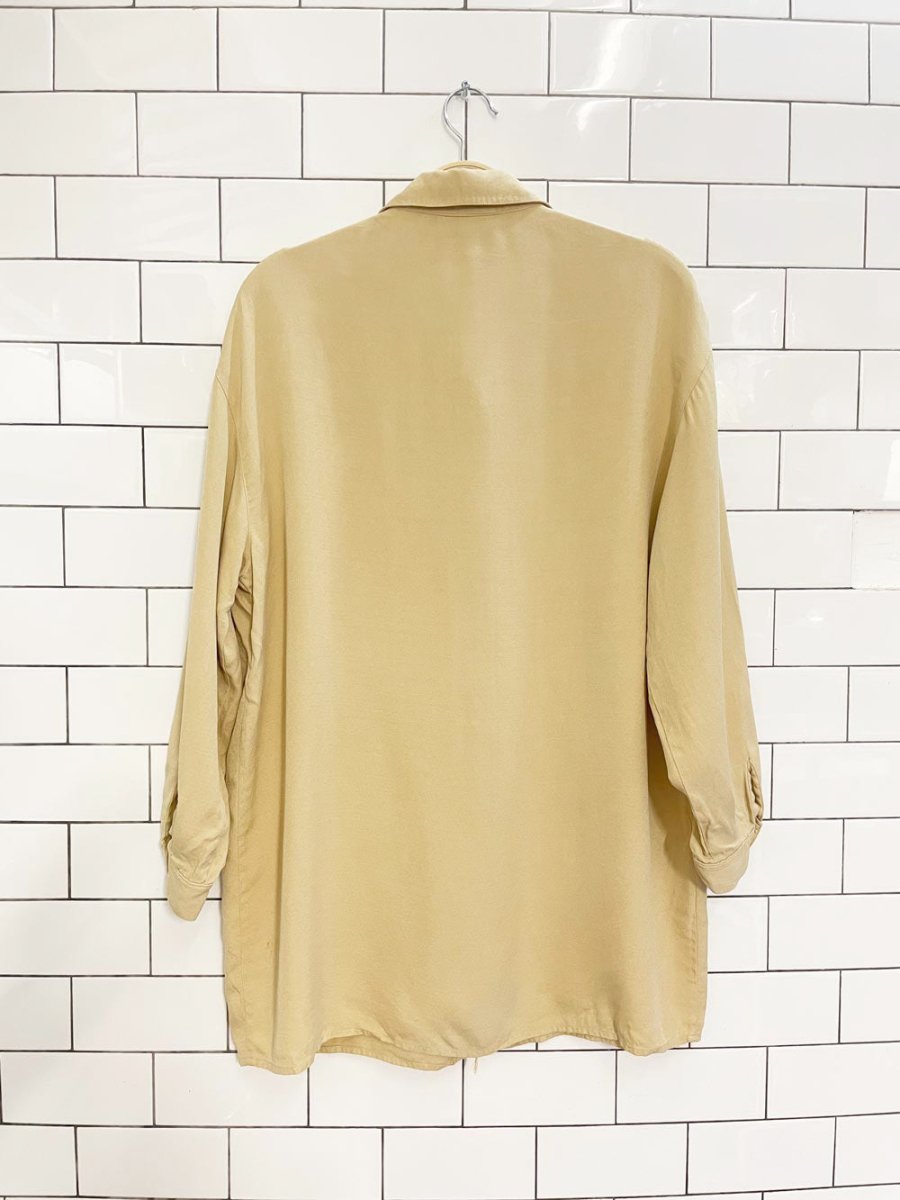 vintage 00s episode 100% silk minimal balloon sleeve shirt - good market thrift store