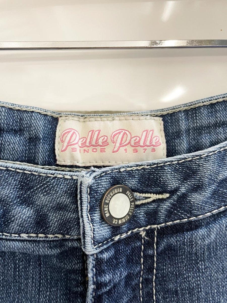 y2k pelle pelle crochet trim denim mini skirt | boho - good market thrift store